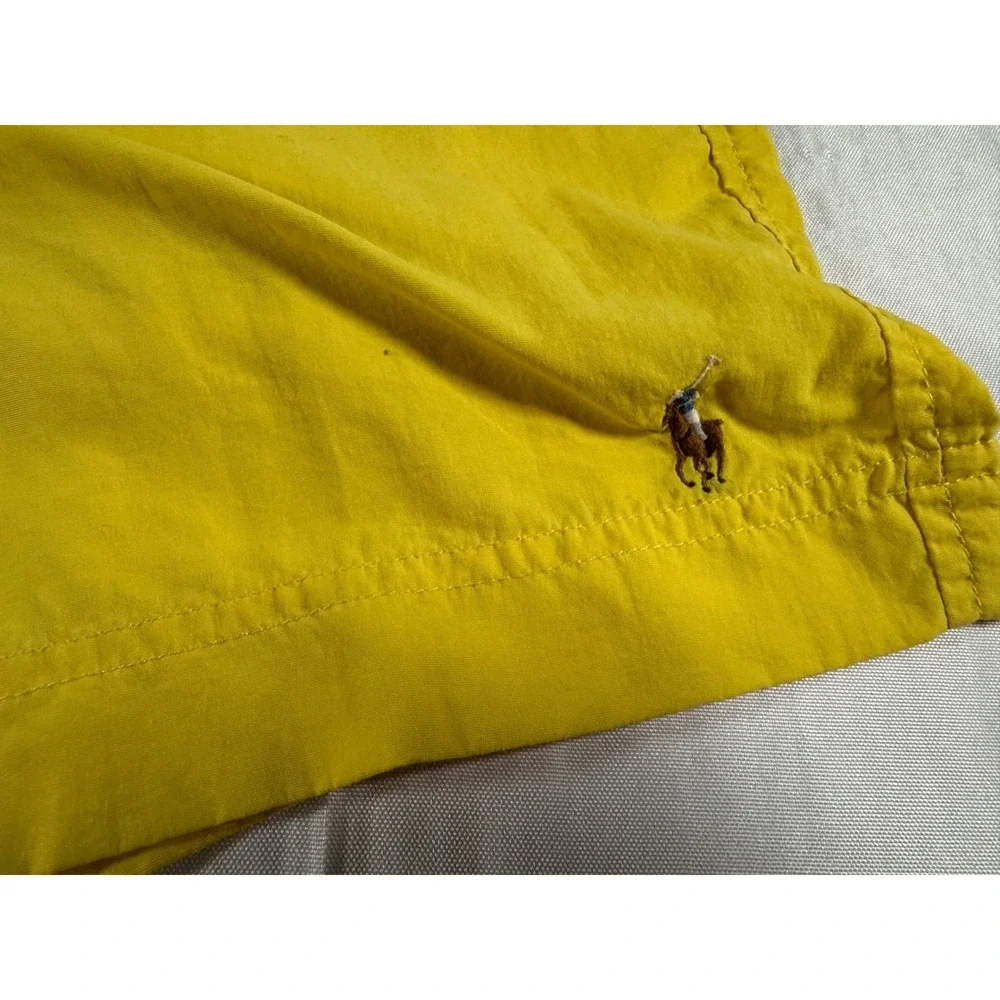 Polo Ralph Lauren Mens Yellow Swim Trunks Mesh Lined Pony Logo Shorts Medium